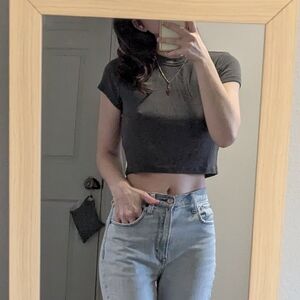H&M Charcoal Gray Crop Top